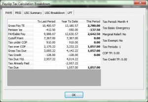 PAYE Calc Screen